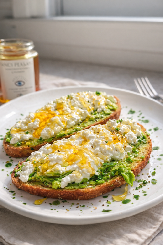 Protein-Packed Honey Avocado &amp; Cottage Cheese Toast
&ndash; Fancy Peasant
