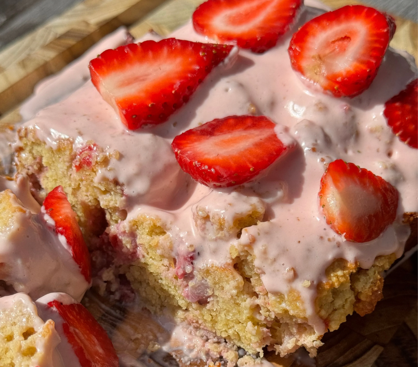 Olive Oil Strawberry Shortcake with Silky Strawberry frosting – Fancy Peasant