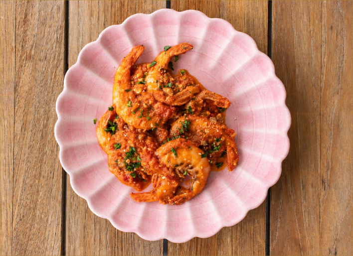 Shrimp With Tomato Sauce And Spinach